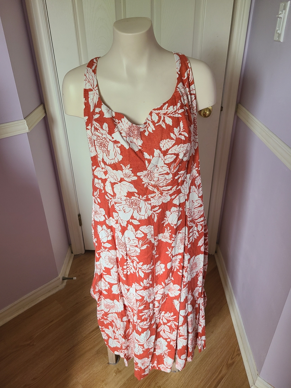 Old Navy Coral and White Knit Dress